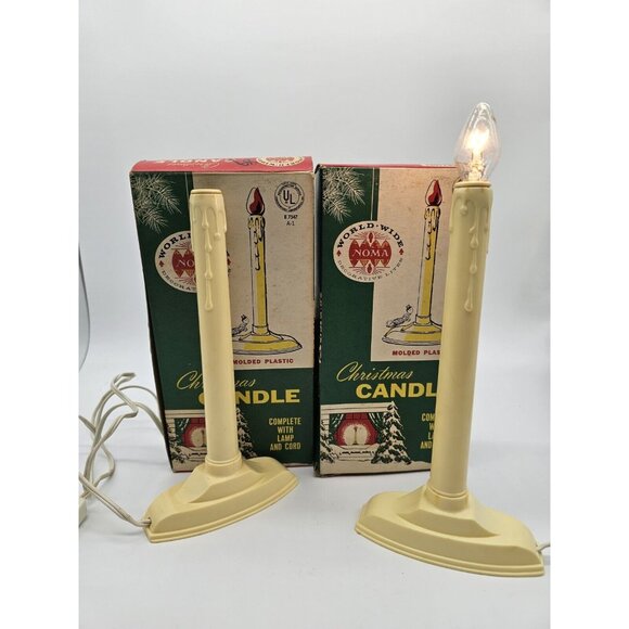 Noma Christmas Candle Vintage Holiday Window Decoration Plastic Light Lot of 2 - Picture 1 of 14